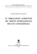 Copertina  Le obbligazioni alimentari nel diritto internazionale privato convenzionale