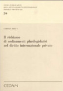 Copertina  Il richiamo di ordinamenti plurilegislativi nel diritto internazionale privato